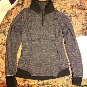 Lululemon Runderful 1/2 Zip Mini Check Pique Black Heathered Pullover Jacket 6